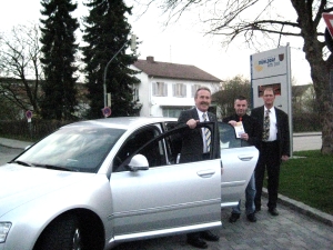 Landrat Georg Huber, Klaus Bliemhuber (LRA MÜ) und Achim Kraus