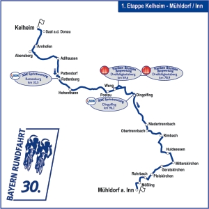 Der Streckenverlauf der Bayernrundfahrtetappe 1