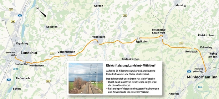 Bahn elektrifiziert Strecke zwischen Mühldorf und Landshut